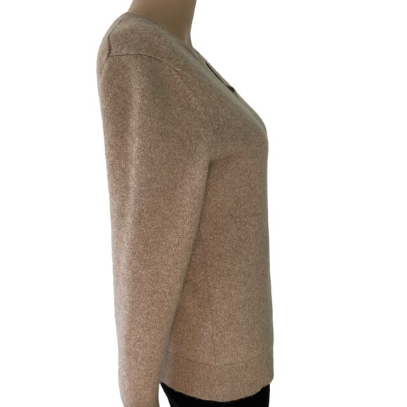 Charter Club Cashmere Metallic Size S V-Neck Tan Sweater - Picture 2 of 11